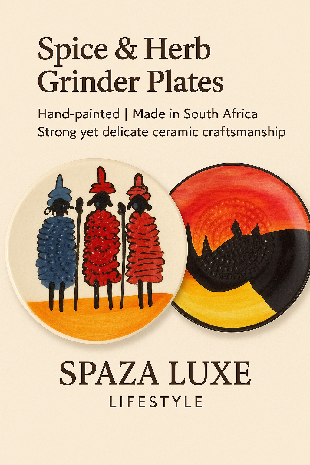 Spice & Herb Grinder Plate – Hand-Painted Ceramic