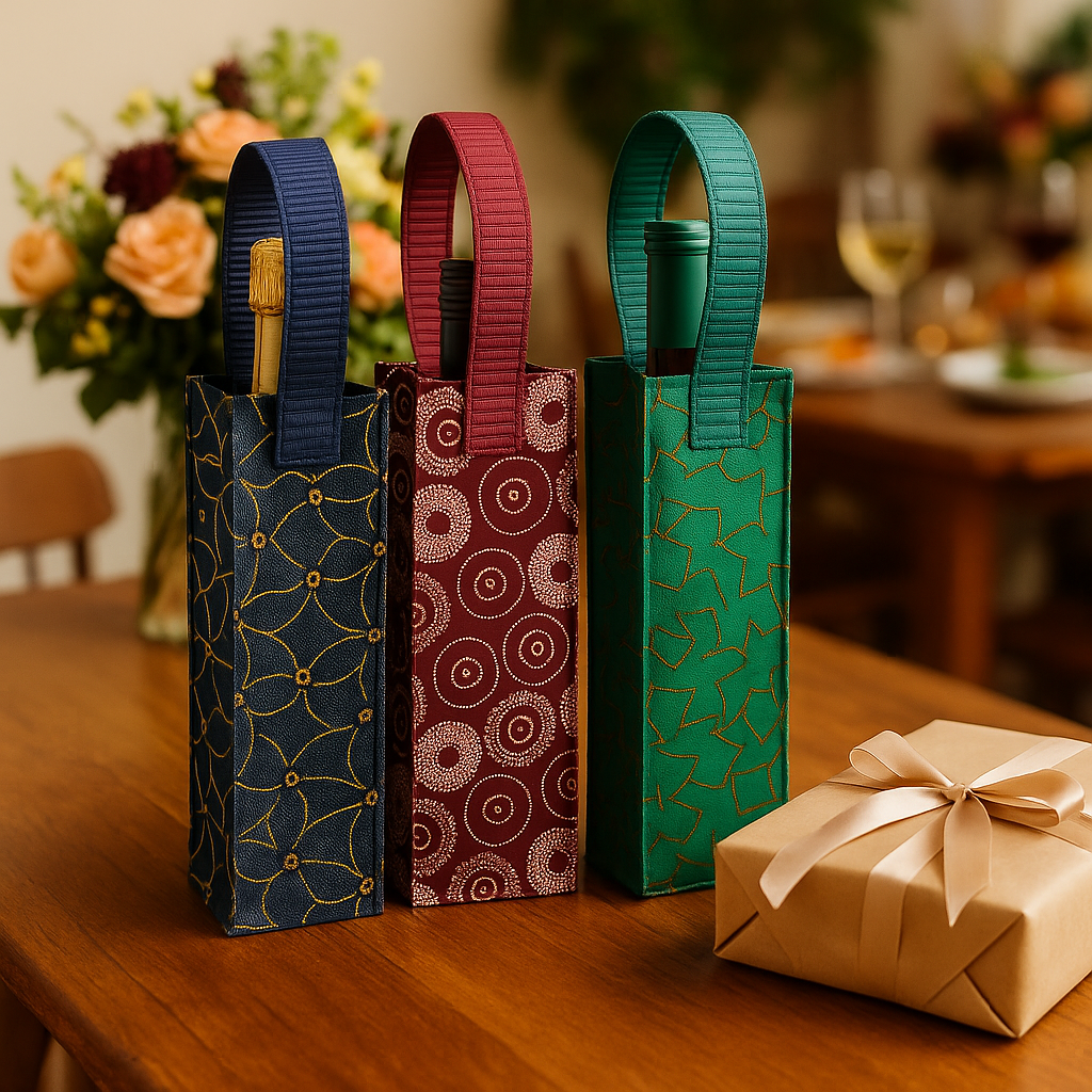 Shweshwe Fabric Wine Bags