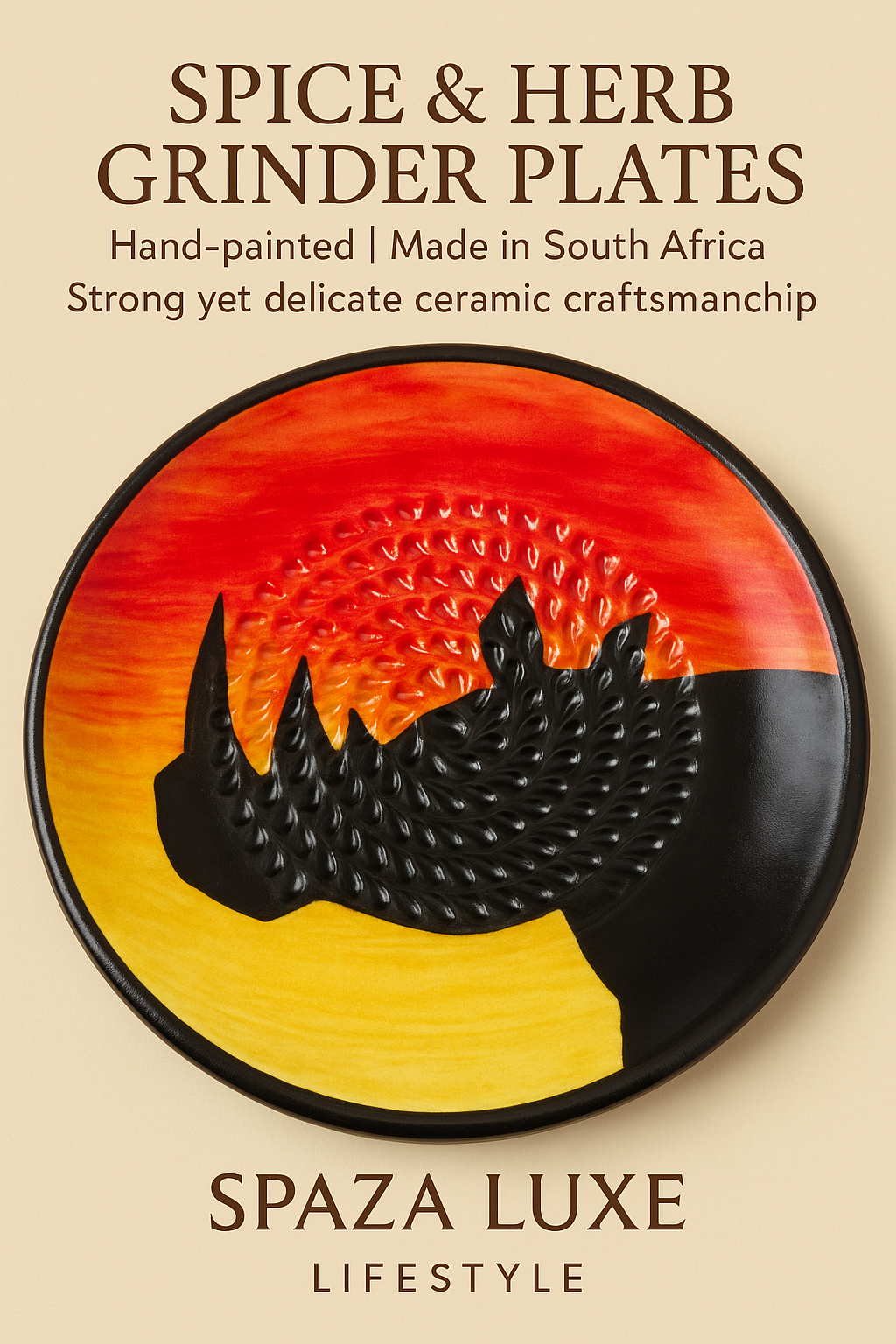 Spice & Herb Grinder Plate – Hand-Painted Ceramic