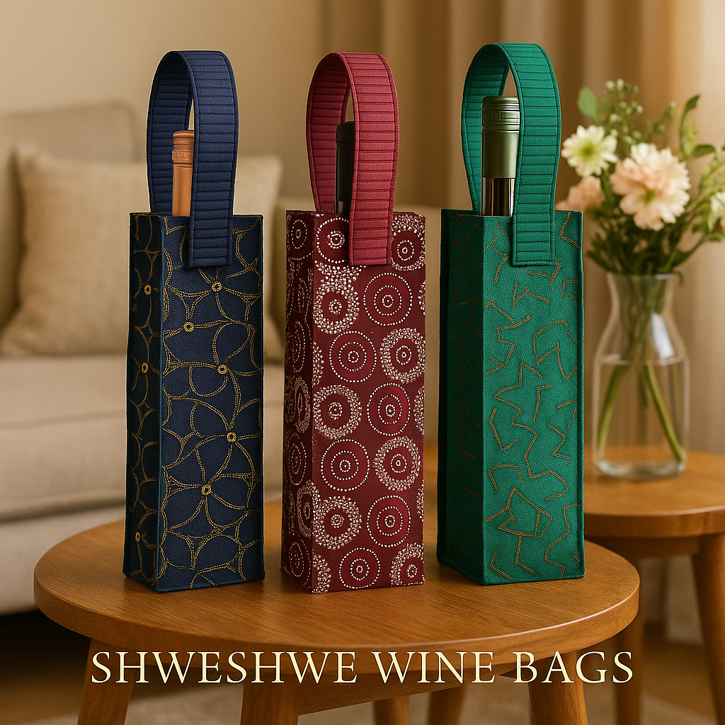 Shweshwe Fabric Wine Bags