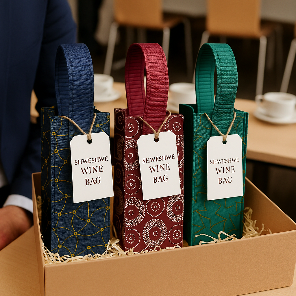 Shweshwe Fabric Wine Bags